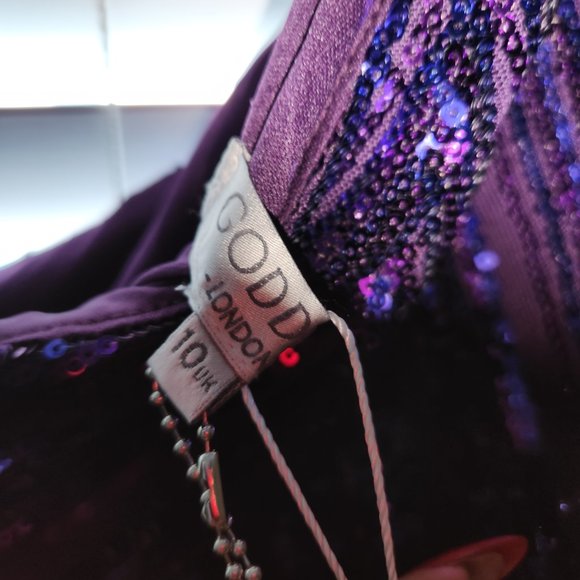 GODDIVA One Shoulder Sequin Jumpsuit (Purple) - Picture 4 of 4